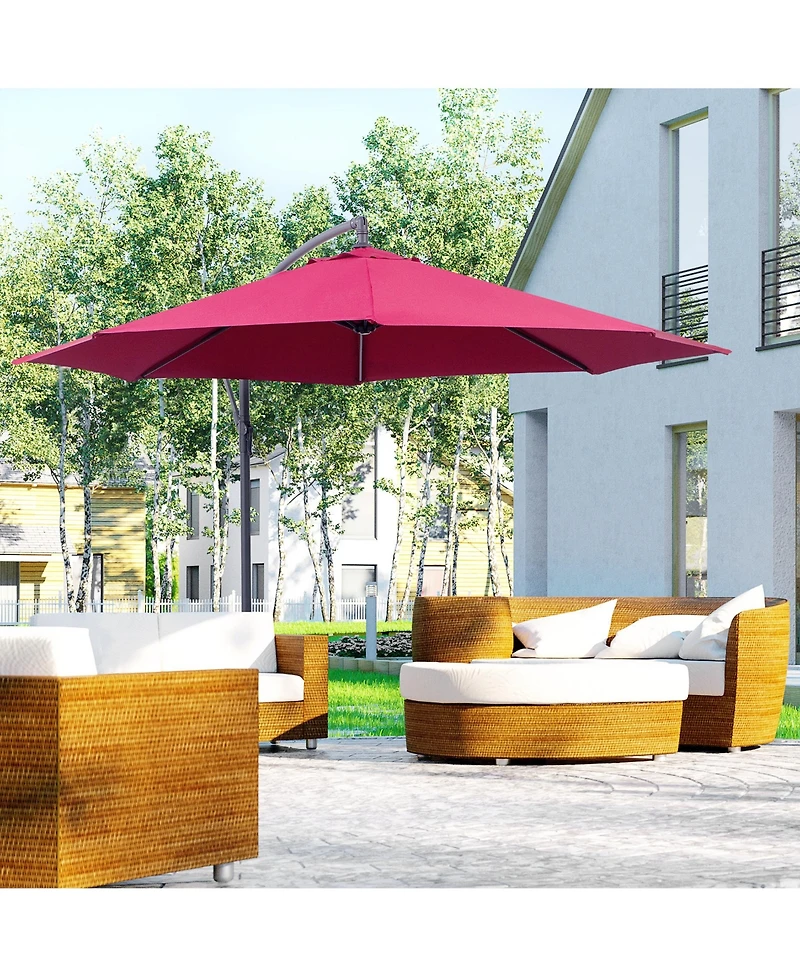 10' Cantilever Hanging Tilt Offset Patio Umbrella,