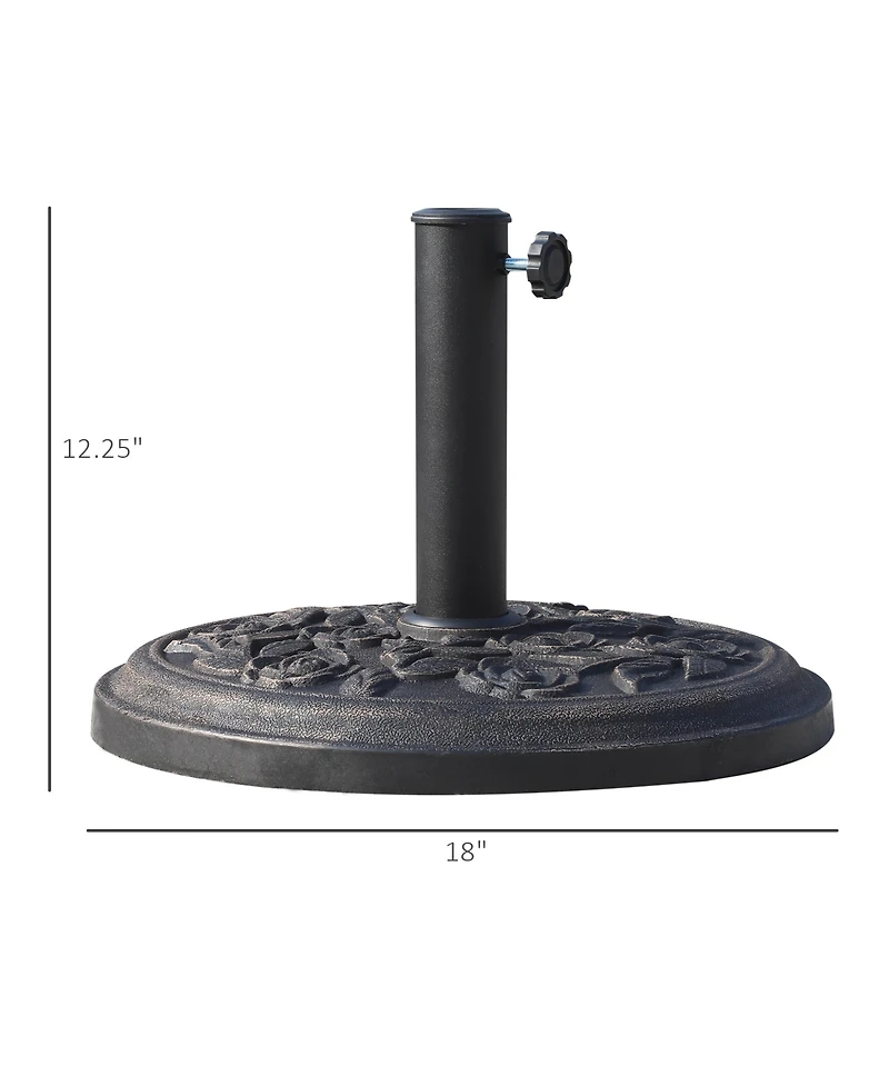 Outsunny 20 lbs Round Decorative Resin Rose Umbrella Pole Holder w/ Finish