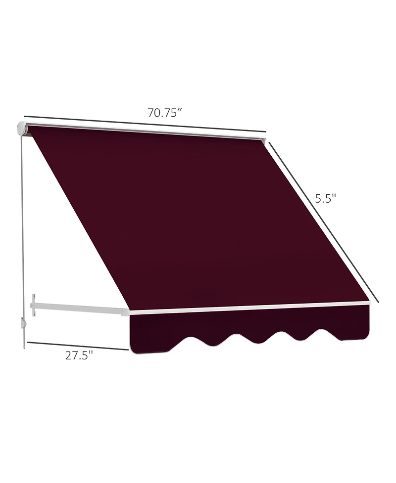 Outsunny 6' Retractable Patio Sun Window Awning w/ Comfortable Shade, Wine