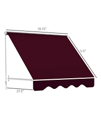 Outsunny 6' Retractable Patio Sun Window Awning w/ Comfortable Shade, Wine