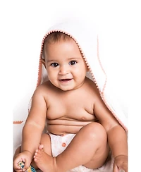 Malabar Baby Baby Silky Soft Luxe Pom Pom Towel, Peach