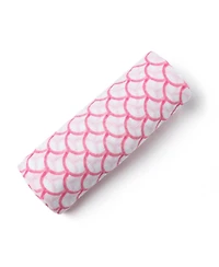 Gots Certified Organic Cotton Muslin Swaddle, Pink Rainbow