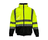 RefrigiWear Big & Tall HiVis Waterproof Bomber Jacket - Extreme Cold Protection, High-Visibility, Fleece-Lined, Rollout Hood