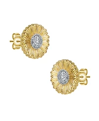 Stylish 14K Gold Plated and Cubic Zirconia Floral Stud Earrings