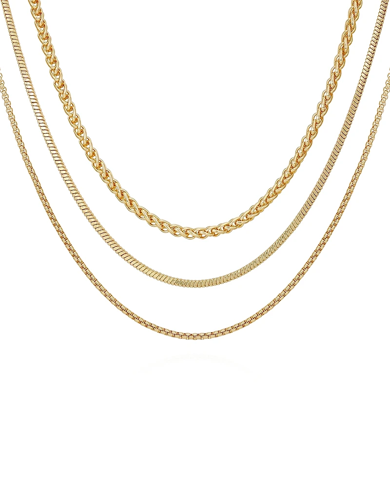 Vince Camuto Gold-Tone Mixed Chain Trio Layering Necklace Set, 3 piece