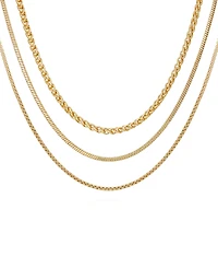 Vince Camuto Gold-Tone Mixed Chain Trio Layering Necklace Set, 3 piece