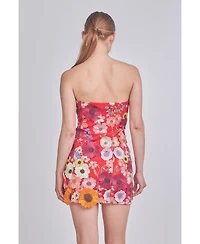 endless rose Women's Floral Embroidered Mini Dress