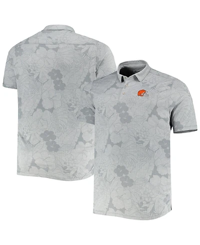 Men's Tommy Bahama Gray Cleveland Browns Big and Tall Miramar Blooms Polo Shirt