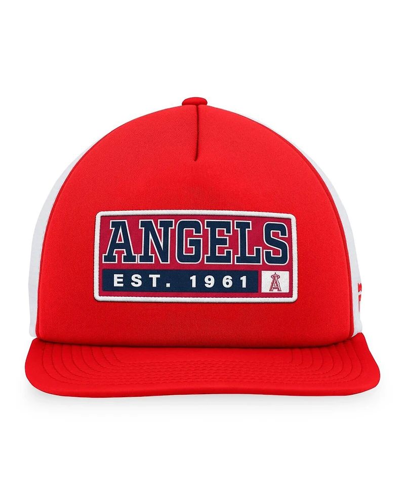 Men's Majestic Red, White Los Angeles Angels Foam Trucker Snapback Hat