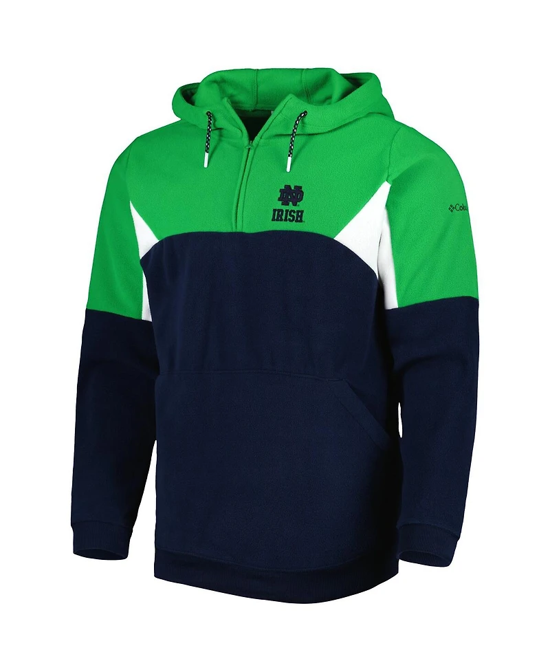 Men's Columbia Navy, Green Notre Dame Fighting Irish Lodge Quarter-Zip Hoodie