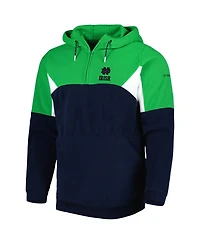 Men's Columbia Navy, Green Notre Dame Fighting Irish Lodge Quarter-Zip Hoodie