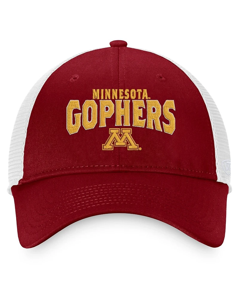 Men's Top of the World Maroon, White Minnesota Golden Gophers Breakout Trucker Snapback Hat