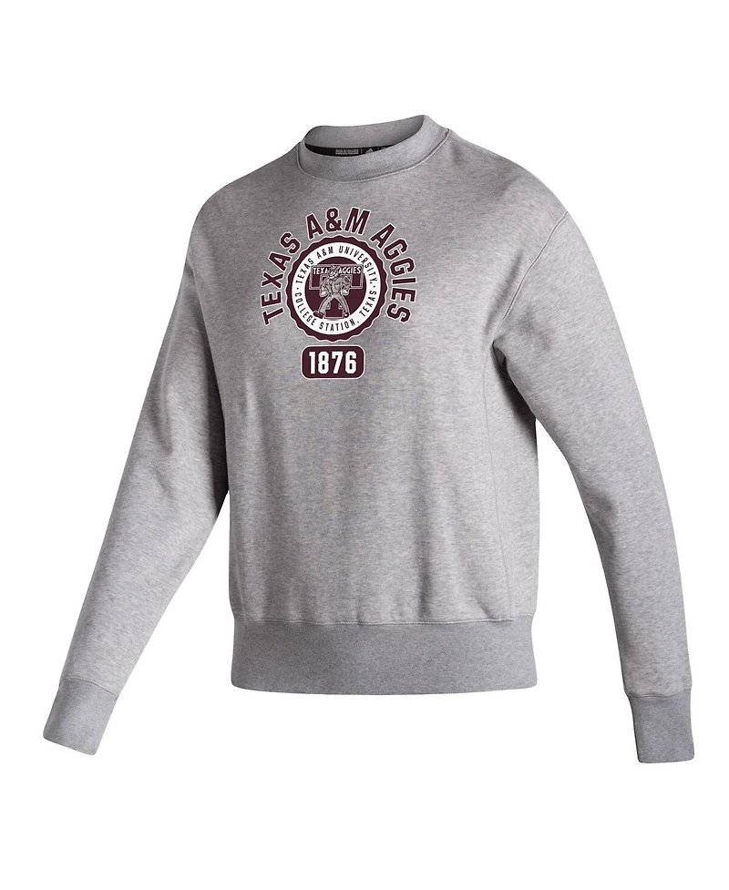 Women's adidas Heathered Gray Texas A&M Aggies Vintage-Like Circle Pullover Sweatshirt