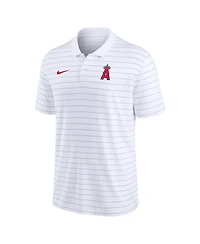 Men's Nike White Los Angeles Angels Authentic Collection Victory Striped Performance Polo Shirt