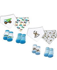 Baby Mode Boys Closure Bibs and Socks, 8 Piece Set