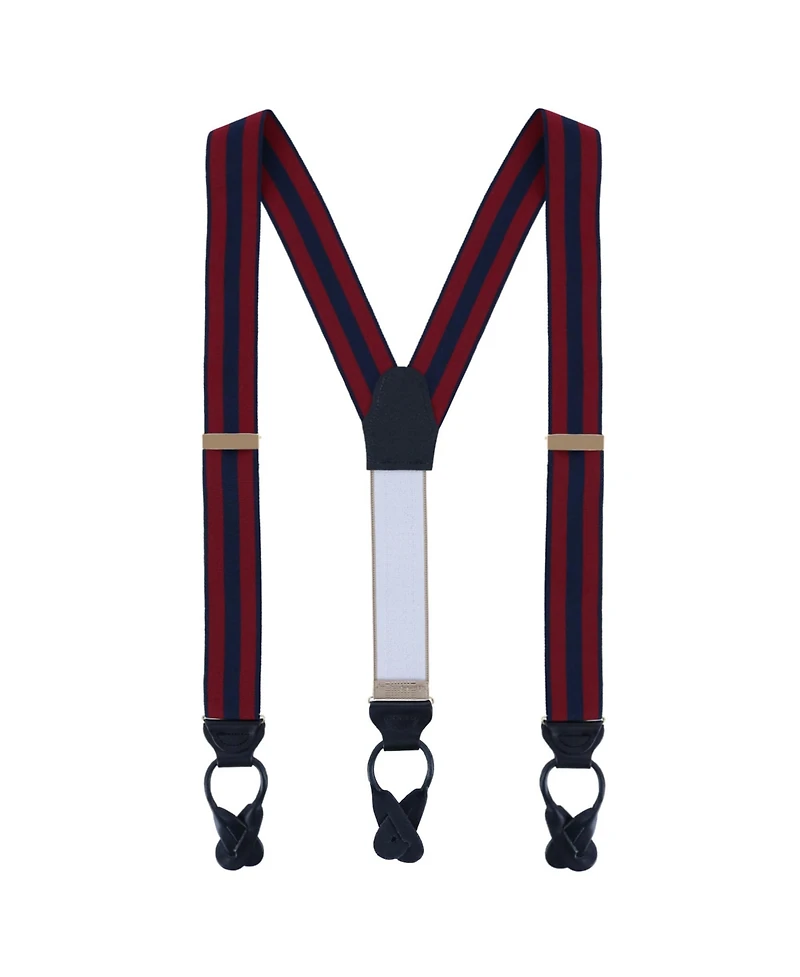 Trafalgar Men's Balint 38MM Striped Non Stretch Grosgrain Ribbon Button End Suspenders