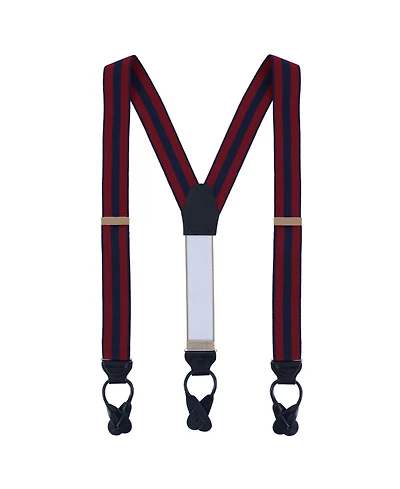 Trafalgar Men's Balint 38MM Striped Non Stretch Grosgrain Ribbon Button End Suspenders
