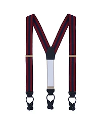 Trafalgar Men's Balint 38MM Striped Non Stretch Grosgrain Ribbon Button End Suspenders