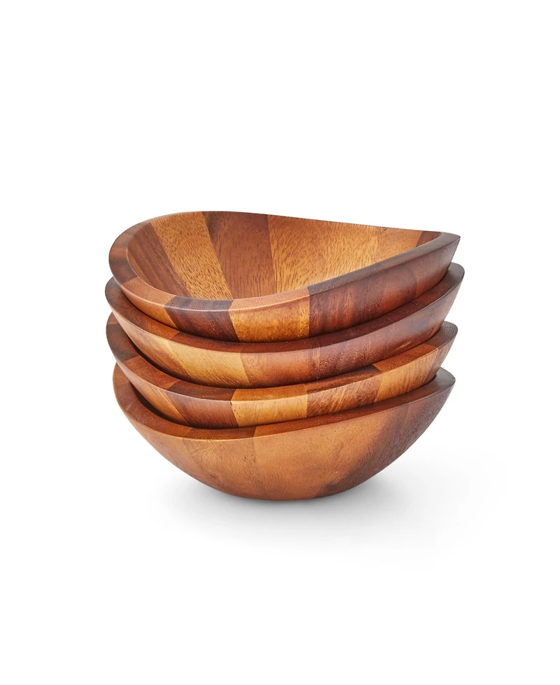 Nambe Braid Set of 4 Individual Wood 8" Salad Bowls