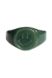 seree Smiley face - Green jade signet ring