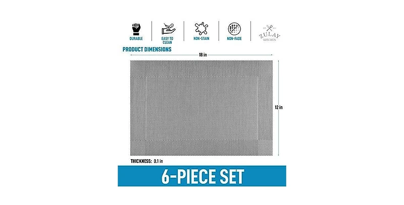 Vinyl Woven Placemats for Dining Table Set of 6 - Stain-Resistant & Non-Slip Pvc Table Place Mats