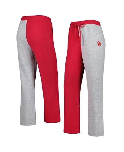 Women's ZooZatz Crimson, Gray Oklahoma Sooners Colorblock Cozy Tri-Blend Lounge Pants