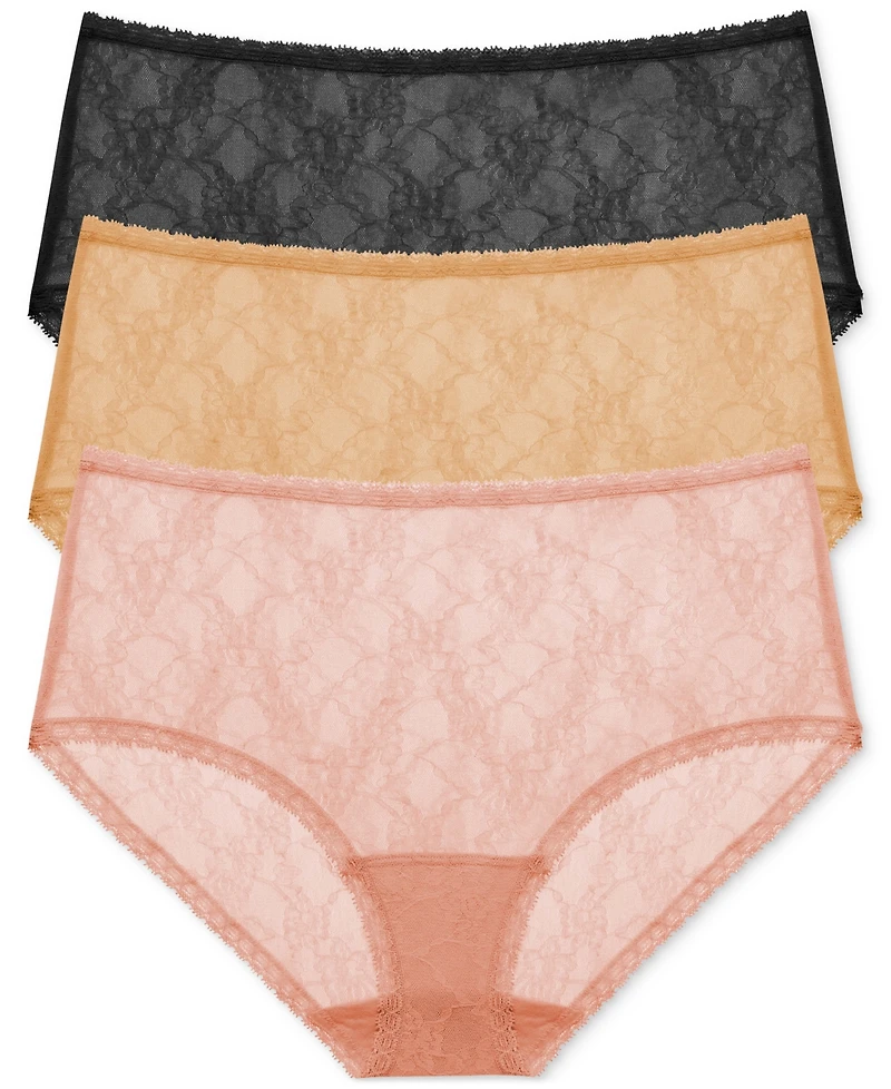 Natori Bliss Allure One Size Lace Full Brief Underwear 3-Pack 778303MP