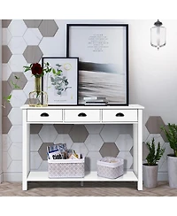 47'' Console Table Hall Table Side Desk Accent Table Drawers Shelf Entryway