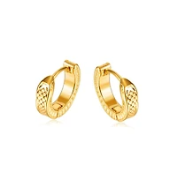 Stainless Steel Textured Huggie Hoop Earrings