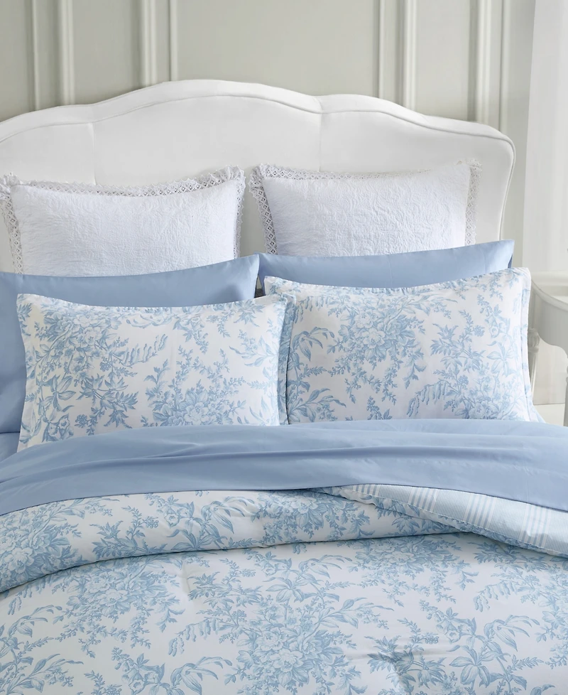 Laura Ashley Bedford Cotton Reversible Piece Comforter Set