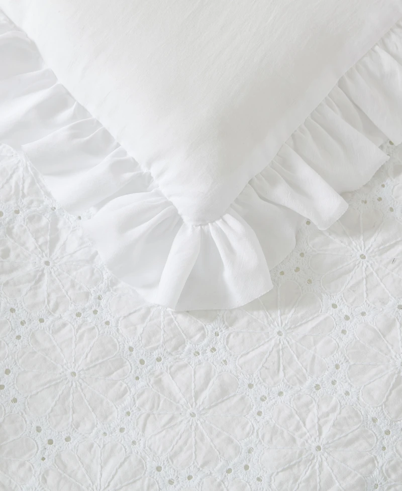 Laura Ashley Eyelet Ruffle Microfiber Piece Comforter Set