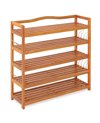 5-Tier Wood Shoe Rack Freestanding Large Shoe Storage Organizer Heavy-duty
