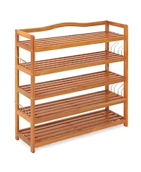 5-Tier Wood Shoe Rack Freestanding Large Shoe Storage Organizer Heavy-duty