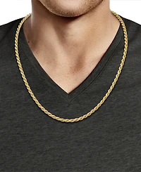 Men's Two-Tone Rope Link 22" Chain Necklace (4mm) in Sterling Silver & 14k Gold-Plate