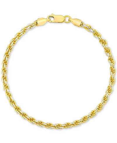 Men's Two-Tone Rope Link Chain Bracelet in Sterling Silver & 14k Gold-Plate