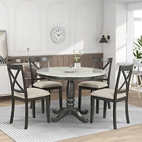 Streamdale Furniture 5 Pieces Dining Table And Chairs Set For 4 Persons, Kitchen Room Solid Wood Table With 4 Chair