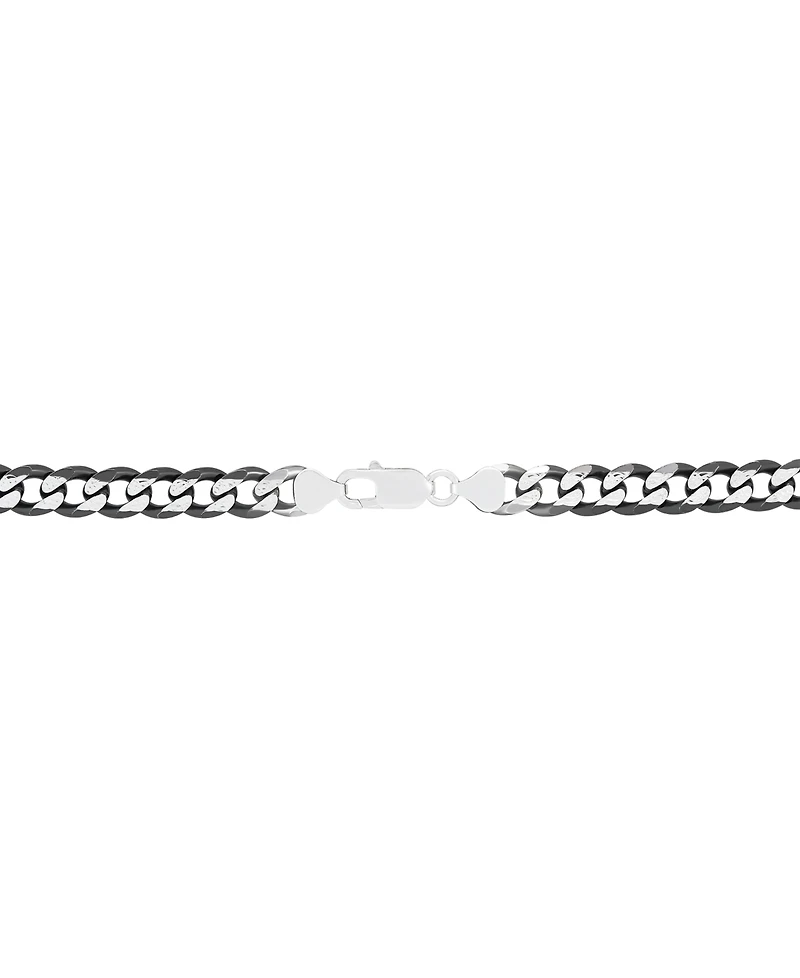 Italian Silver Men's Curb Link 22" Chain Necklace (6-1/4mm) in Sterling Silver & Black Ruthenium-Plate
