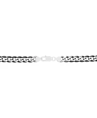 Italian Silver Men's Curb Link 22" Chain Necklace (6-1/4mm) in Sterling Silver & Black Ruthenium-Plate