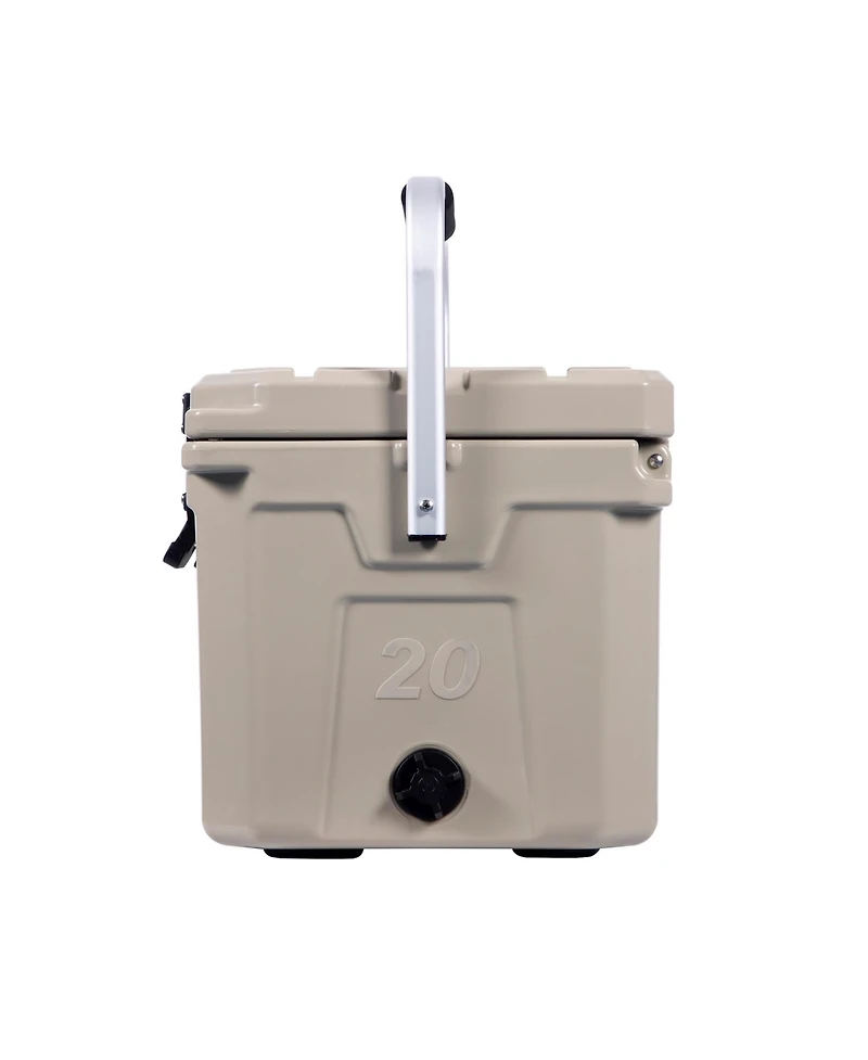 Camp-zero 20 | 21 Qt. Premium Cooler with 4 Molded-In Cup Holders and Folding Aluminum Comfort Grip Handle Dark turquoise