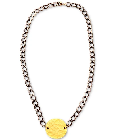 Minu Jewels Two-Tone Hammered Disc Pendant Necklace, 16" + 1" extender