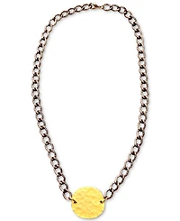 Minu Jewels Two-Tone Hammered Disc Pendant Necklace, 16" + 1" extender