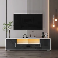 Streamdale Furniture 20 Minutes + Modern Tv Stand With Led Lights, High Glossy Front Tv Cabinet