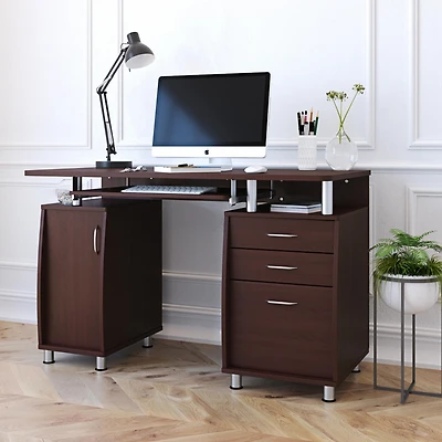 Streamdale Complete Workstation Computer Desk With Storage, Chocolate