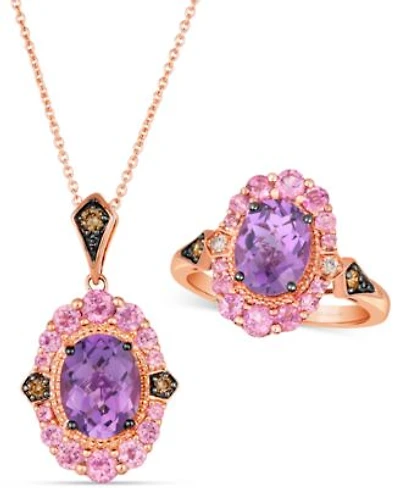 Le Vian Multi Gemstone 2 1 3 Ct. T.W. Diamond 1 8 Ct. T.W. Pendant Necklace Matching Ring Collection In 14k Rose Gold