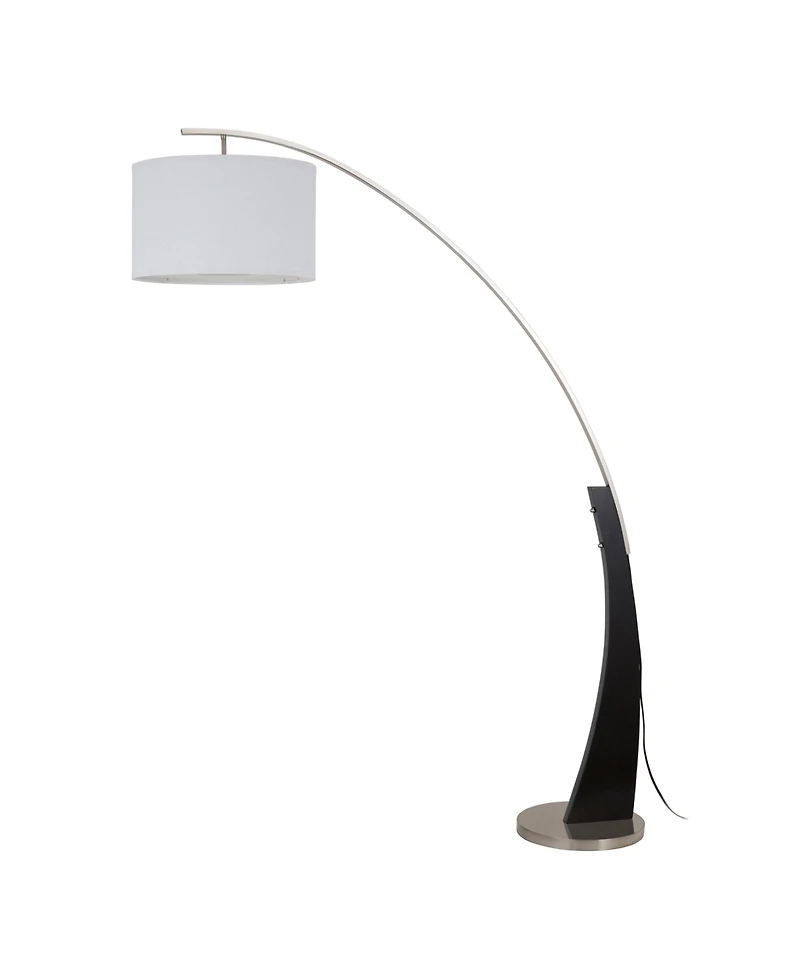 Fc Design 71.5" Tall Drum Shade Arched Floor Lamp with Unique Black Wood Pole and Metal Base