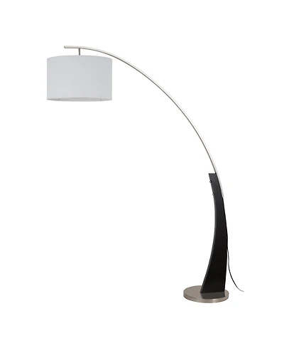Fc Design 71.5" Tall Drum Shade Arched Floor Lamp with Unique Black Wood Pole and Metal Base