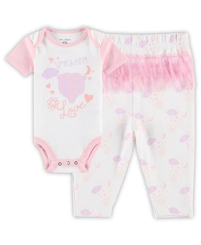 Girls Newborn and Infant White Chicago Bears Spreading Love Bodysuit and Tutu Leggings Set