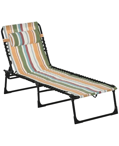 Outsunny Outdoor Folding Chaise Lounge Chair, Portable Lightweight Reclining Garden Sun Lounger with Four-Position Adjustable Backrest for Patio