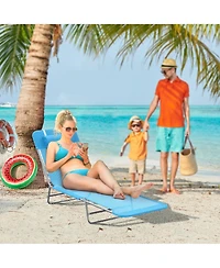 Outsunny Outdoor Folding Chaise Lounge Sun Recliner Beach Patio Lightweight Chair with Sturdy Durable Frame, Blue