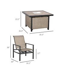 Outsunny 5 Piece Outdoor Dining Set, Ice Bucket Table, Rocking Chairs,